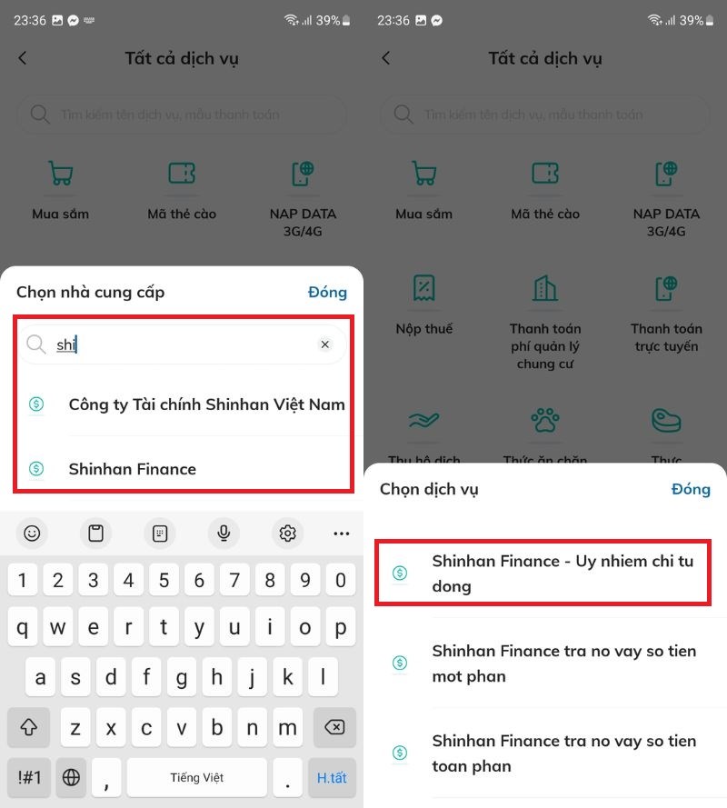Chọn Ủy nhiệm chi tự động