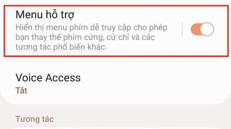 Bật tính năng menu hỗ trợ để chụp màn hình bằng nút home ảo.