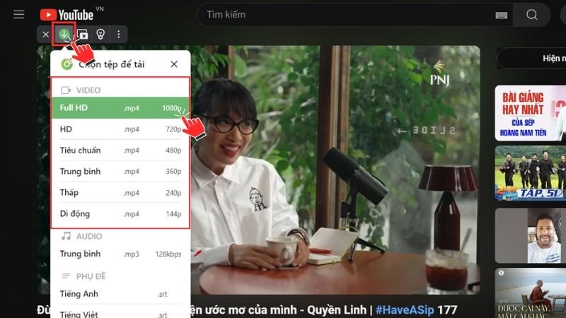 Chọn định dạng để tải video Youtube về máy tính