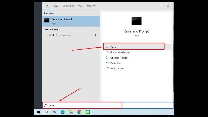 G&otilde; Command Prompt (CMD) > Chọn Open 