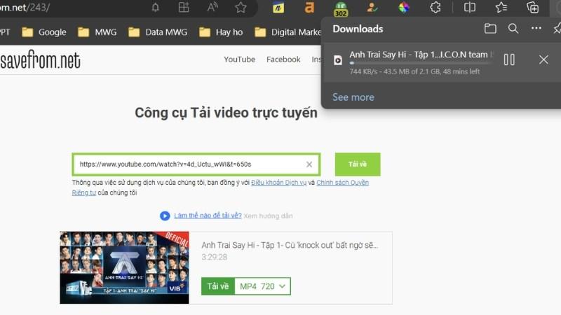 Nếu thêm "ss" thì sẽ dẫn sang savefrom.net