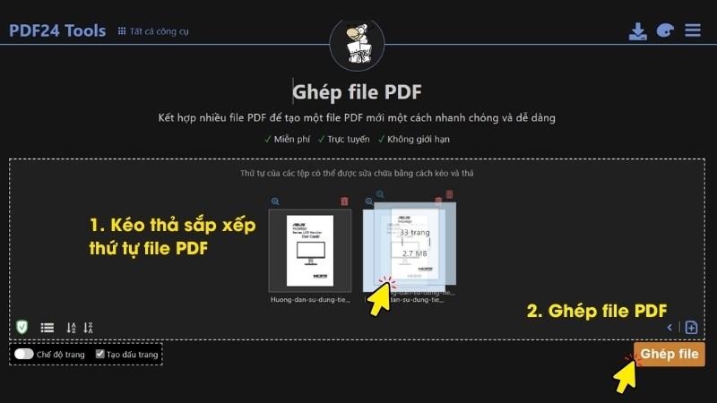 Sắp xếp thứ tự c&aacute;c file để gh&eacute;p file