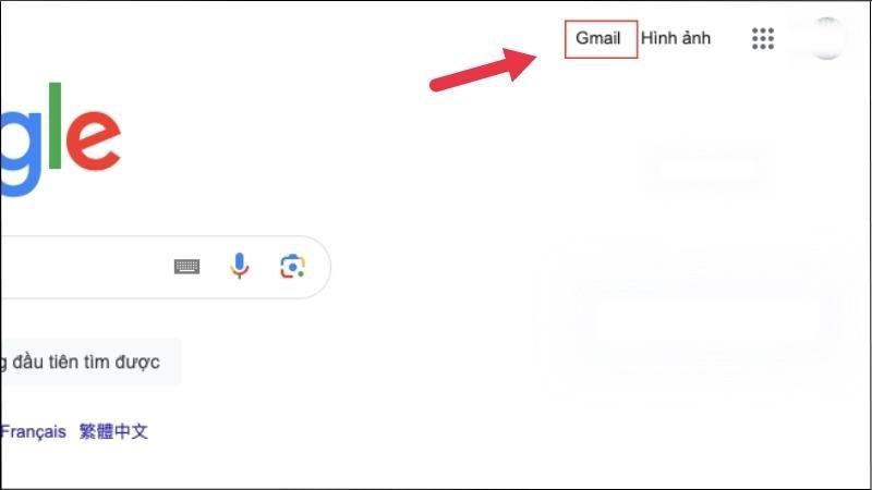 Tại màn hình chính của Google, người dùng nhấn vào Gmail