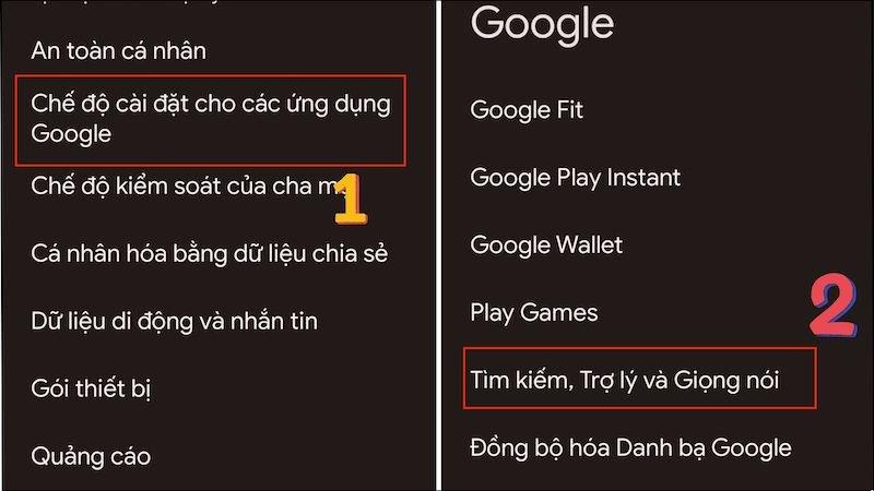 Vào phần cài đặt của Google