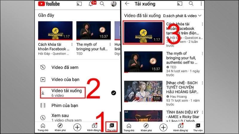 Vào Thư viện để xem danh sách video đã tải xuống