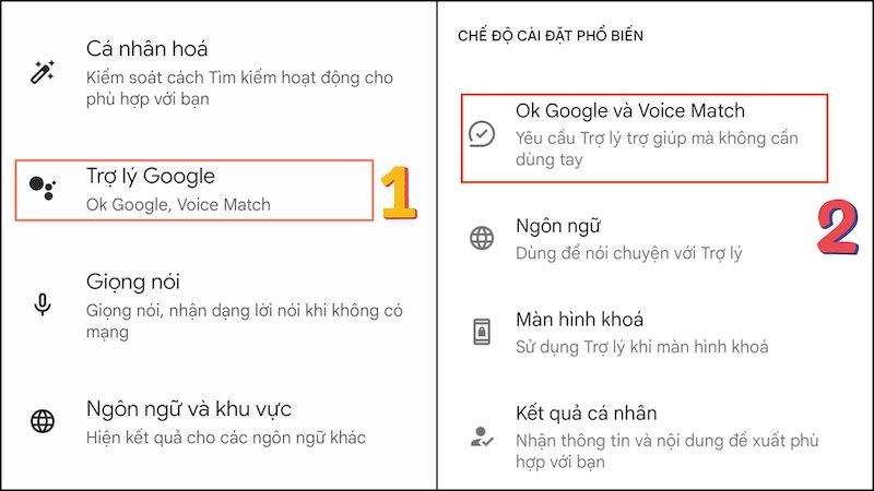 Vào trợ lý Google để bật nhận dạng giọng nói