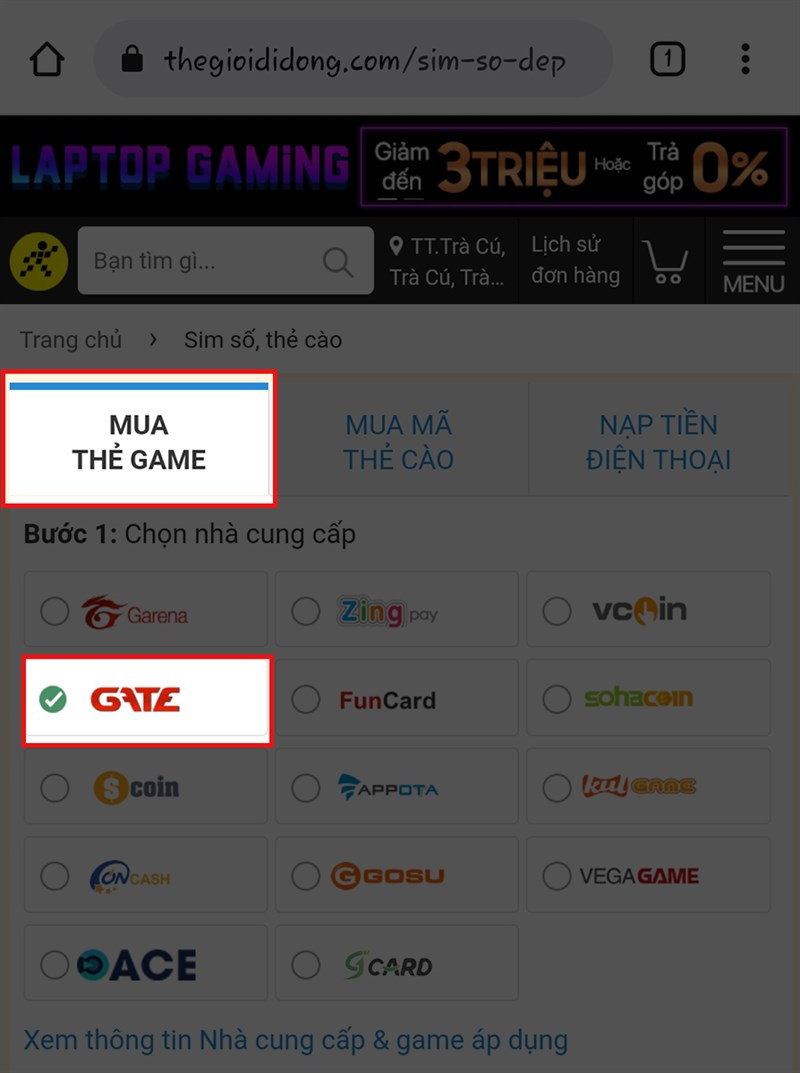 Hướng Dẫn Mua Thẻ GATE Online Nhanh Chóng, Tiết Kiệm Trên Thế Giới Di Động