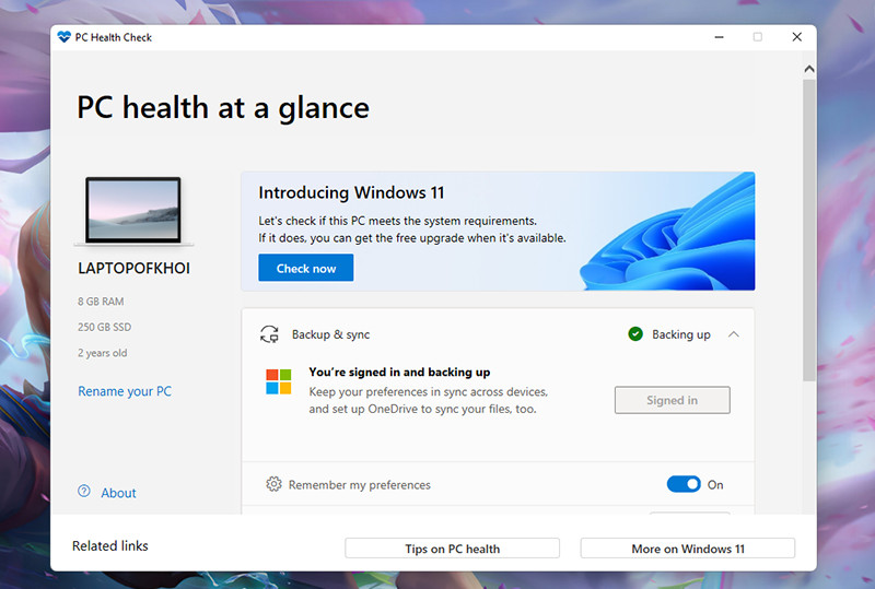 Kiểm Tra Cấu Hình Máy Tính Với Windows PC Health Check Trước Khi Lên Windows 11