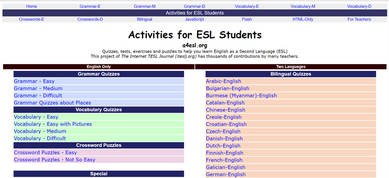 a4esl.org: Học Tiếng Anh cho người mất căn bản trực tuyến