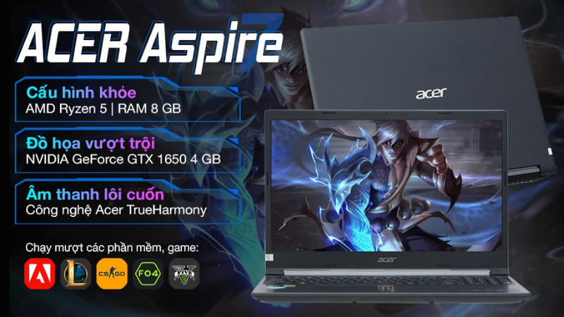 Acer Aspire 7 Gaming A715 với cấu h&igrave;nh chiến game