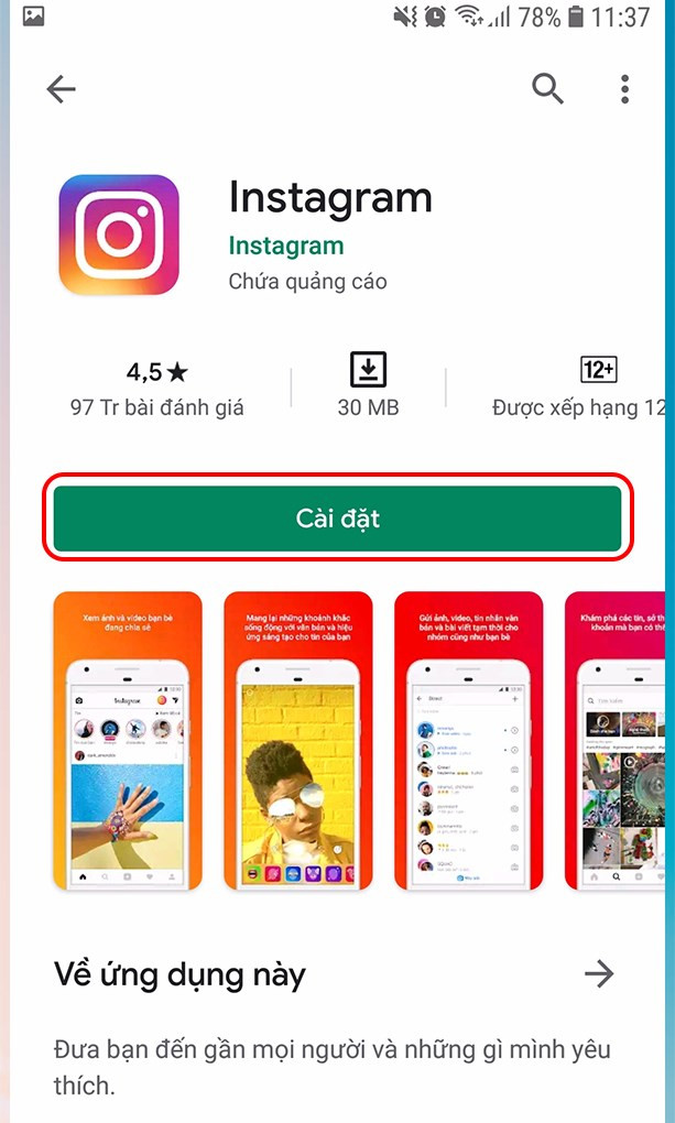 Alt: Cài đặt Instagram trên điện thoại