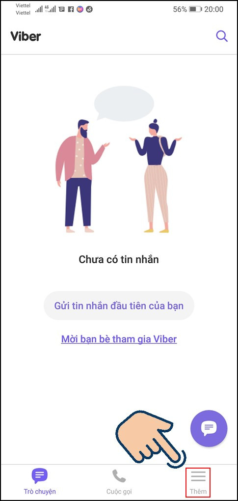 alt: Chọn nút "Thêm" trong ứng dụng Viber