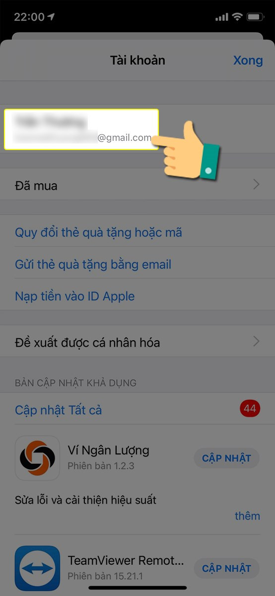 alt: Chọn tài khoản App Store