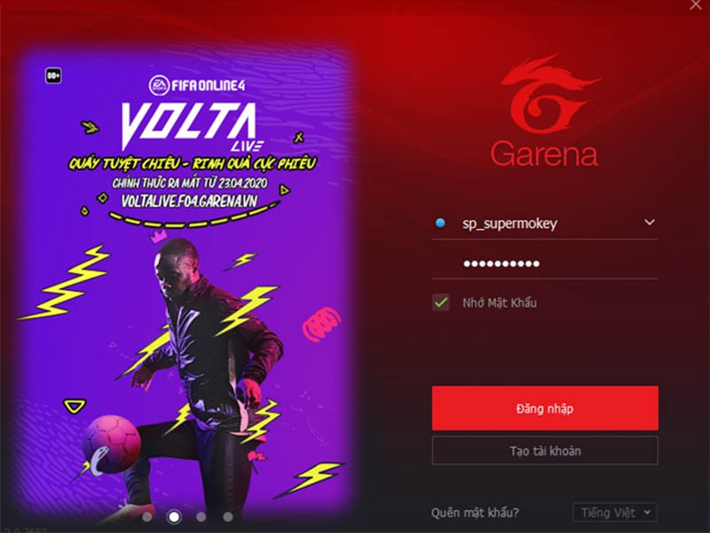 alt: Đăng nhập vào Garena