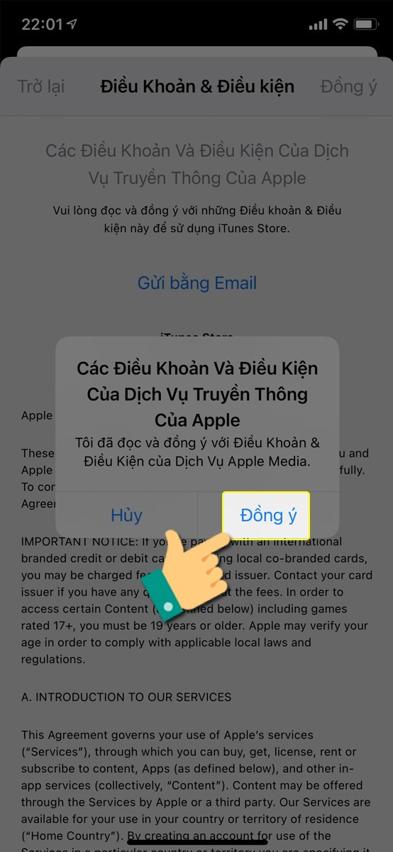 alt: Đồng ý với điều khoản App Store