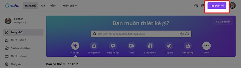 alt: Giao diện Canva trên máy tính