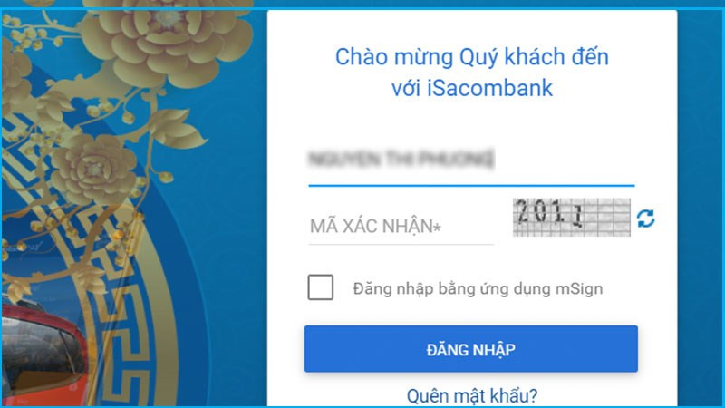 alt: Giao diện đăng nhập Internet Banking Sacombank