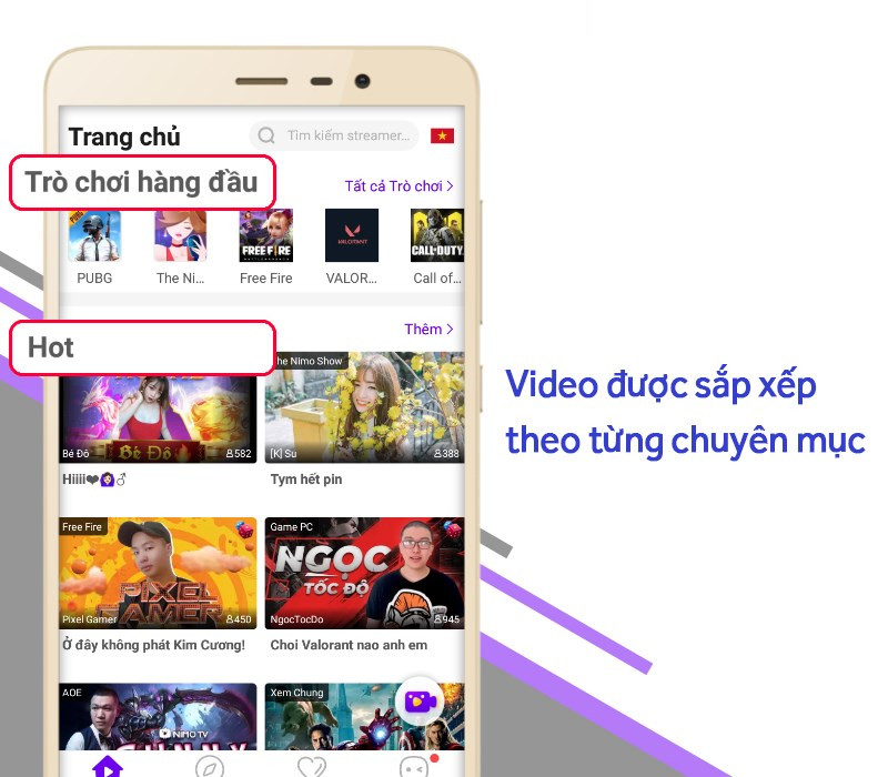 Alt: Giao diện Nimo TV hiển thị các chuyên mục game