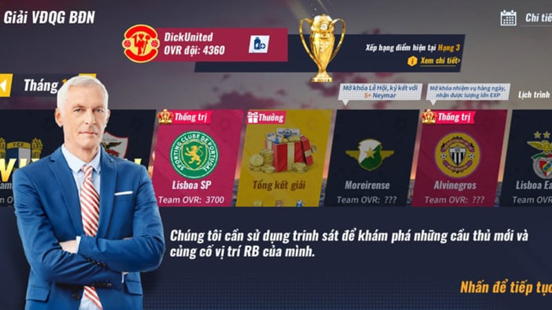 alt: Giao diện quản lý đội hình trong Football Master 2