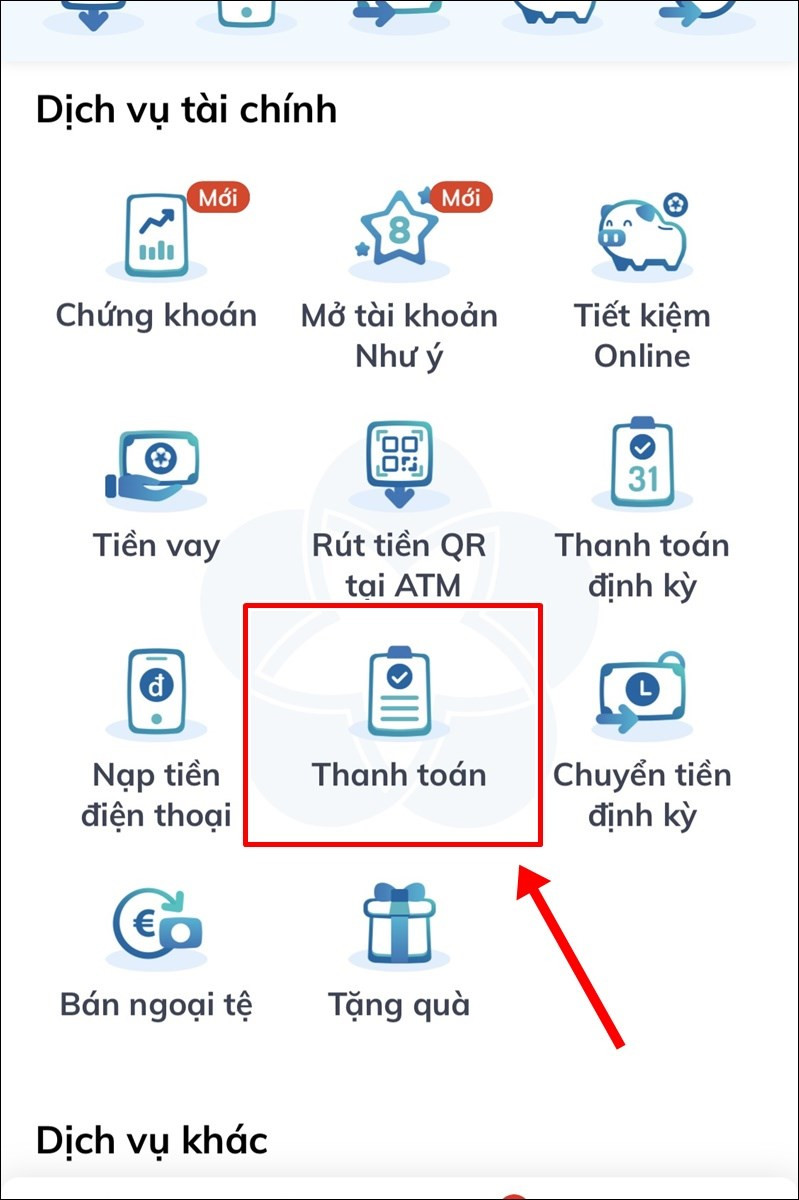 alt: Giao diện thanh toán trên BIDV Smart Banking