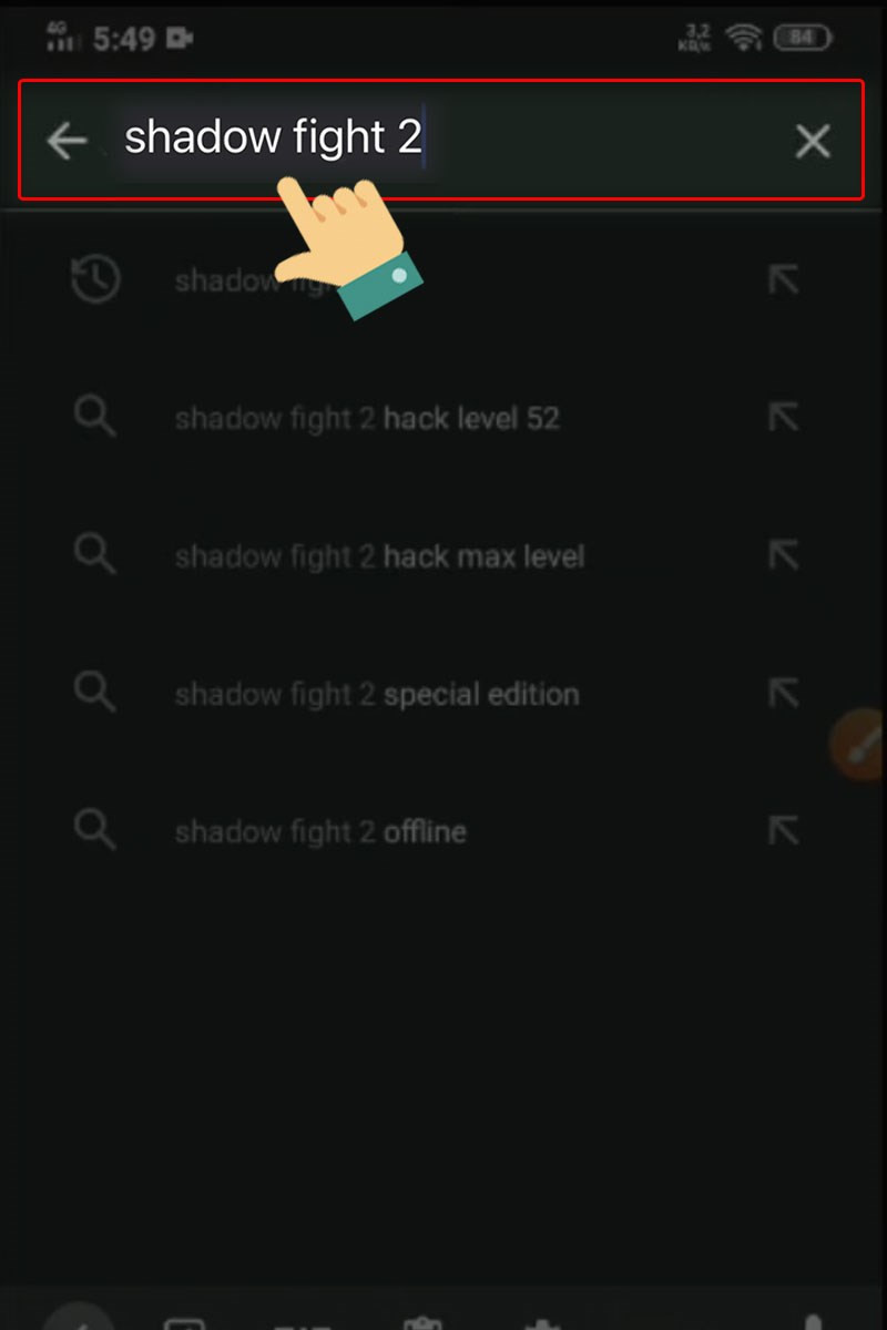 alt: Giao diện tìm kiếm Shadow Fight 2 trên CH Play