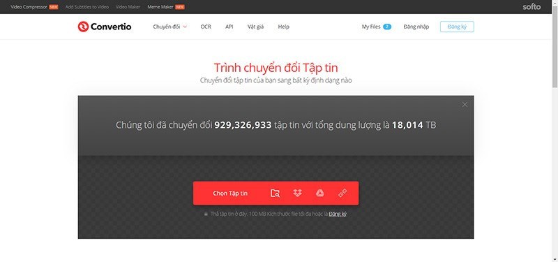 alt: Giao diện trang web Convertio