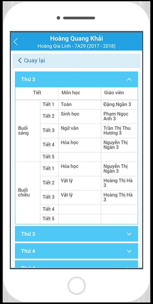 alt: Giao diện ứng dụng eNetViet trên điện thoại, hiển thị các tính năng như thông tin học sinh, chuyên cần, thời khóa biểu.