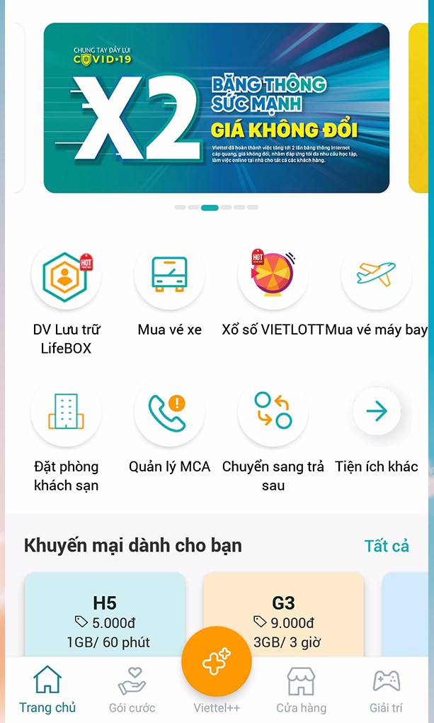 alt: Giao diện ứng dụng My Viettel trên điện thoại
