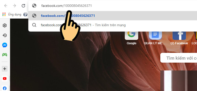 alt: Hướng dẫn dán ID sau địa chỉ facebook.com/