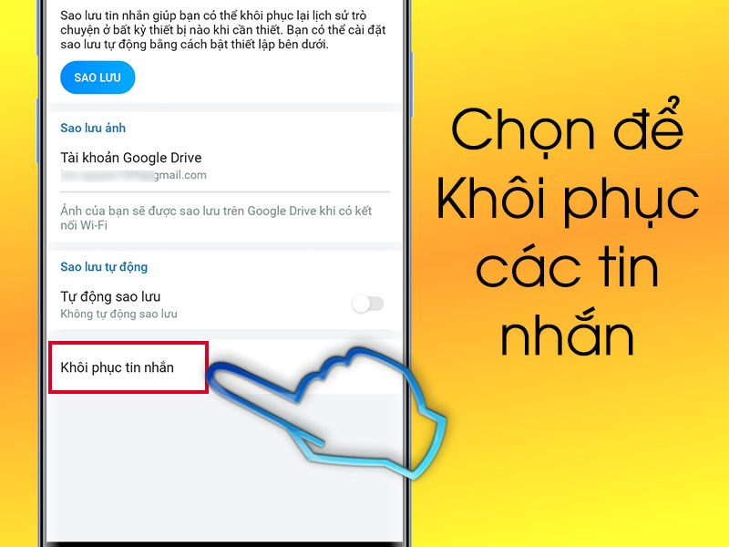 Alt: Khôi phục tin nhắn Zalo