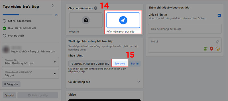 alt: Lấy khóa luồng trên Facebook