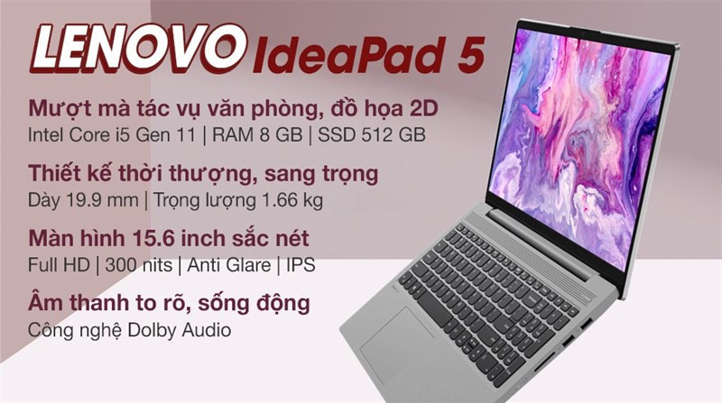 alt: Lenovo Ideapad 5 mượt mà tác vụ văn phòng