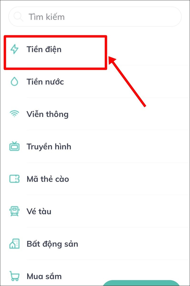 alt: Lựa chọn thanh toán tiền điện trên BIDV Smart Banking