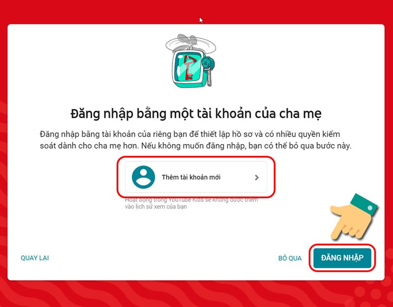 alt: Màn hình đăng nhập tài khoản Google trên YouTube Kids