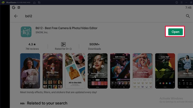 alt: Mở ứng dụng B612 trên BlueStacks