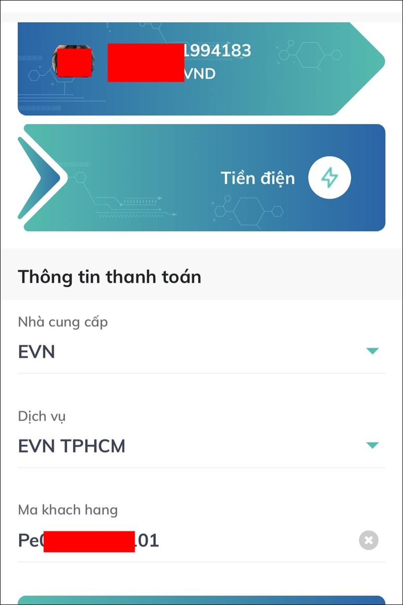 alt: Nhập mã khách hàng và dịch vụ trên BIDV Smart Banking