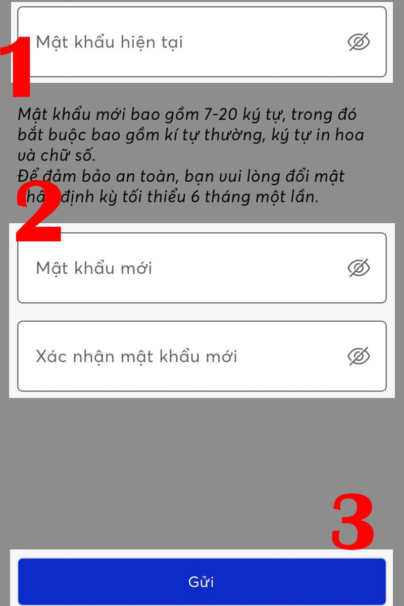 alt: Nhập mật khẩu hiện tại và mật khẩu mới