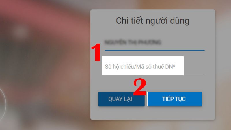 alt: Nhập số hộ chiếu hoặc mã số thuế doanh nghiệp