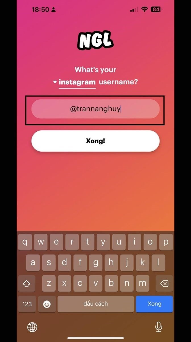 alt: Nhập tên người dùng Instagram