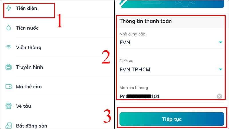 alt: Nhập thông tin thanh toán tiền điện trên BIDV Online