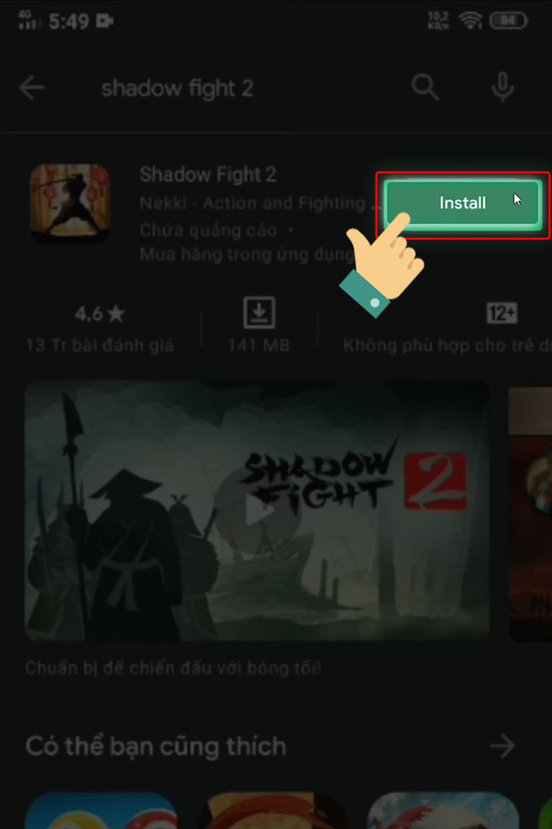 alt: Nút Cài đặt game Shadow Fight 2 trên CH Play