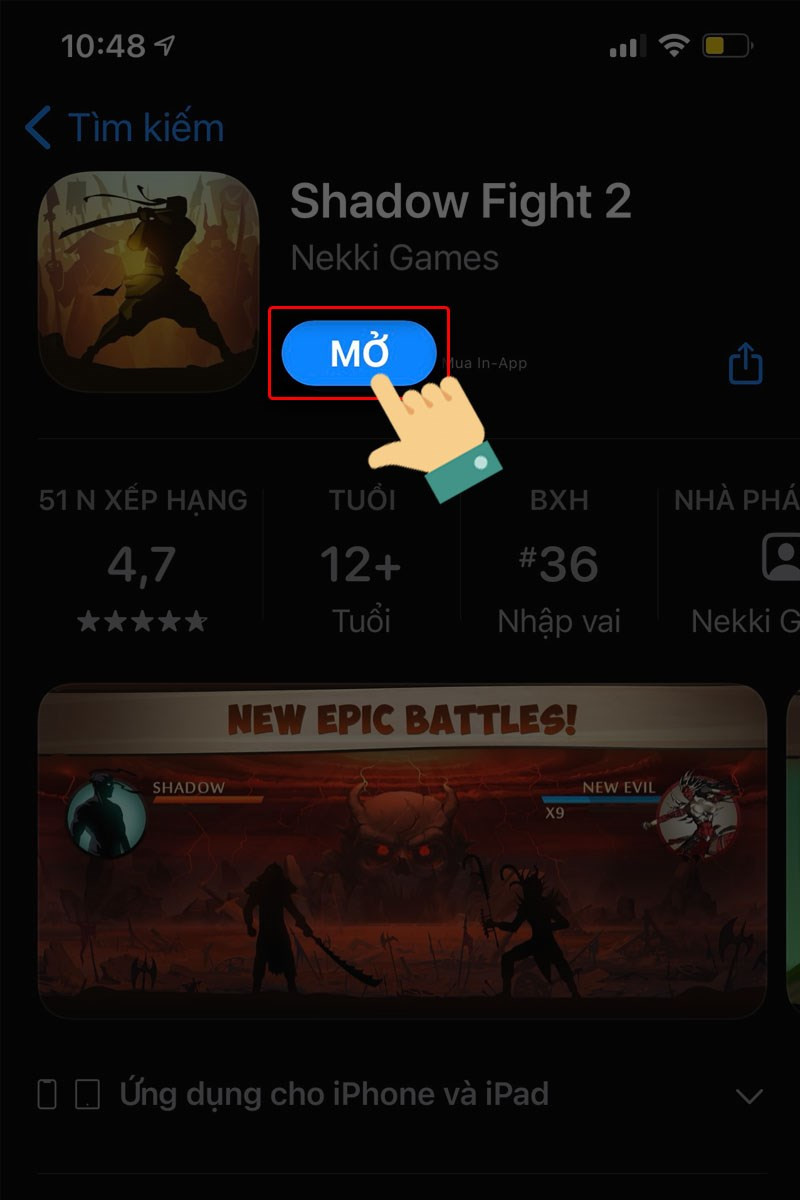 alt: Nút Mở game Shadow Fight 2 trên App Store