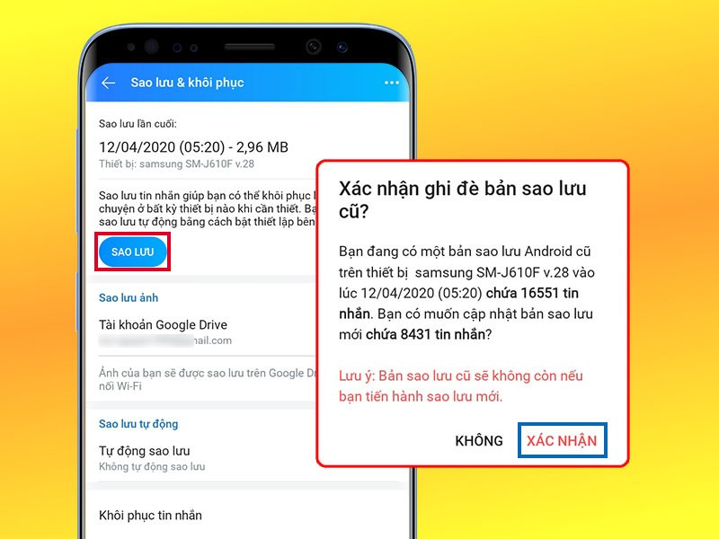 Alt: Nút Sao lưu tin nhắn Zalo