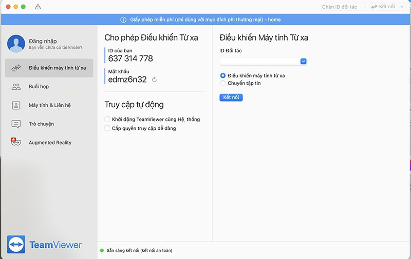 alt: Phần mềm Teamviewer sau khi cài đặt xong