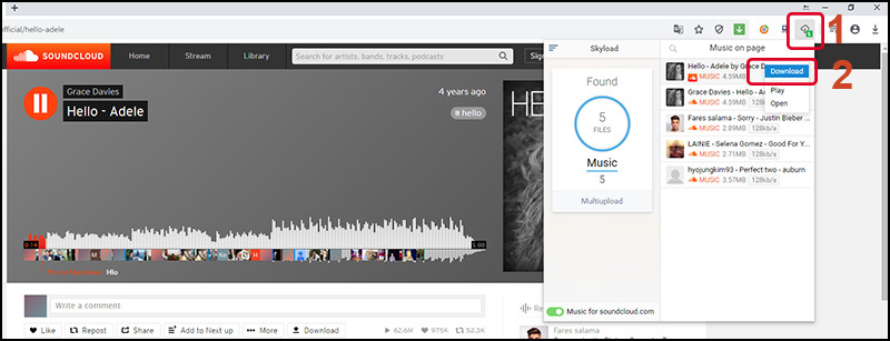 alt: Tải nhạc SoundCloud bằng tiện ích Skyload