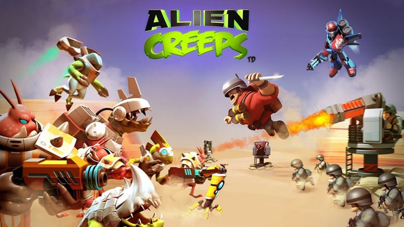 alt text: Alien Creeps TD gameplay