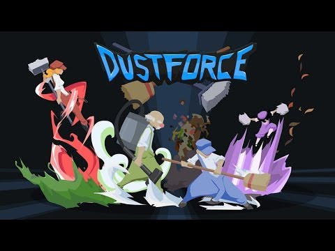 alt text: Ảnh chụp màn hình game Dustforce, nhân vật đang dọn dẹp bụi bẩn bằng cách thực hiện các pha parkour