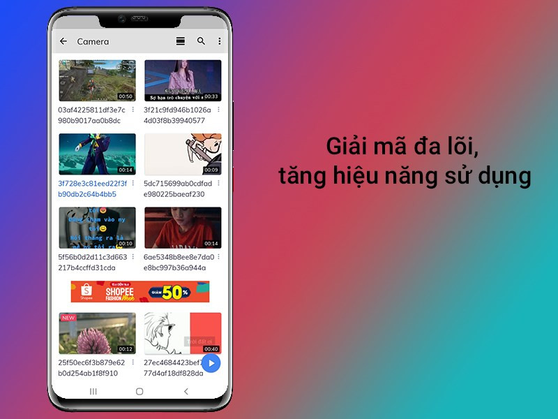 alt text: Biểu đồ so sánh hiệu suất giải mã đa lõi và lõi đơn của MX Player