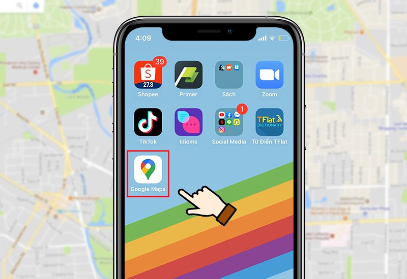alt text: Biểu tượng ứng dụng Google Maps trên màn hình điện thoại