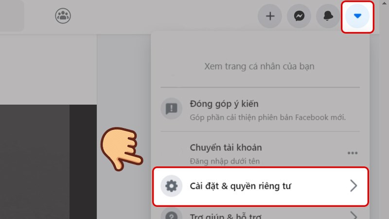 alt text: Bước 1 đổi tên Facebook